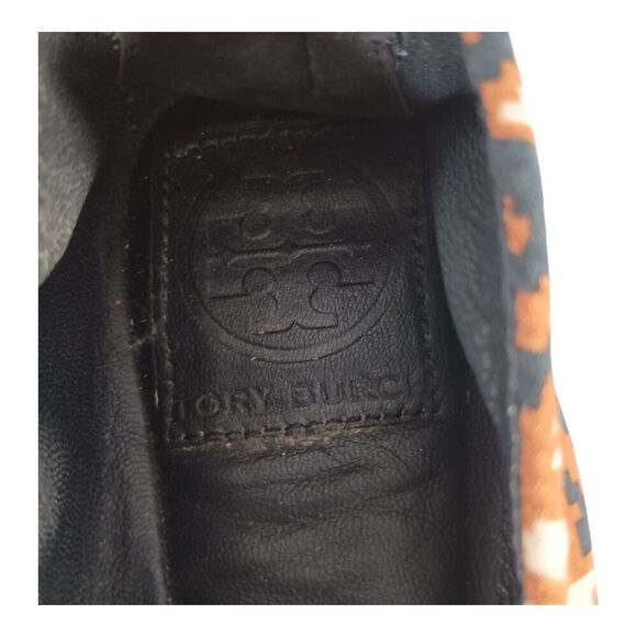 Tory Burch Slip On Ballet Flats Shoes Fabric Leather Brown Black Women's 7.5 M - Picture 13 of 13